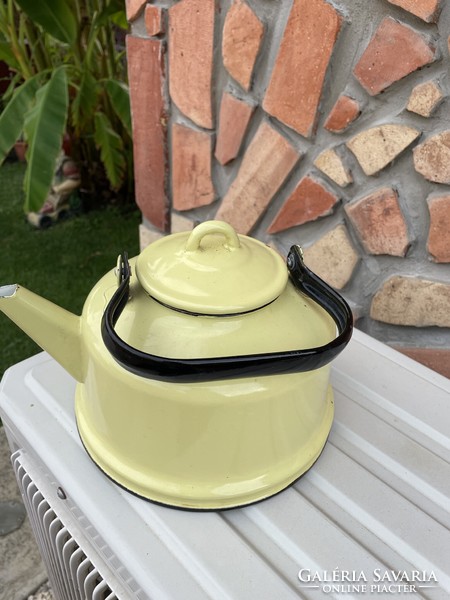 3 Liter Enamel Yellow Teapot Teapot Heirloom Antique Nostalgia