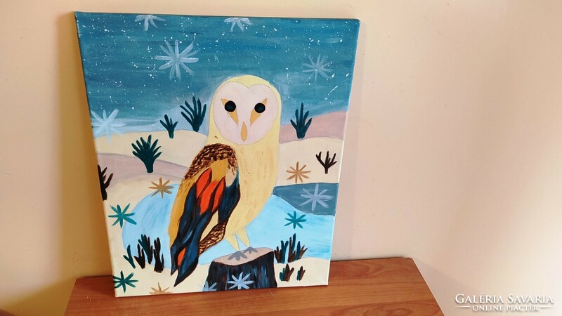 (K) owl painting 40x50 cm