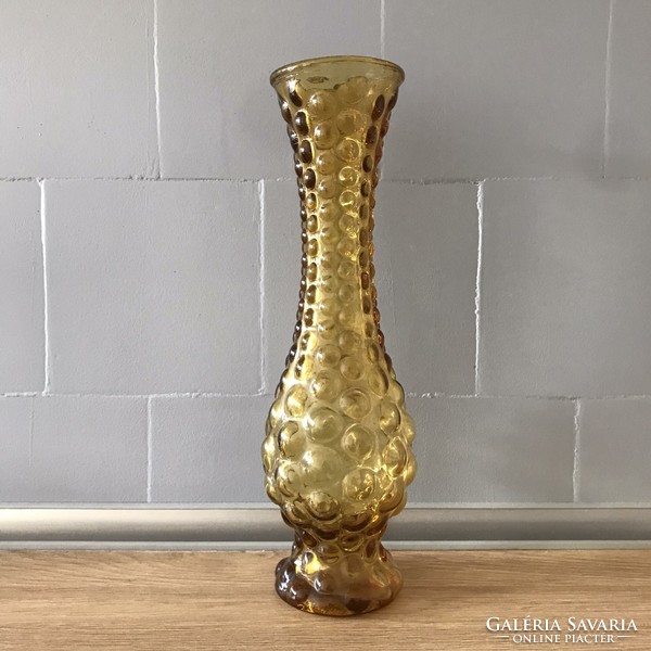 Amber colored bubble vase