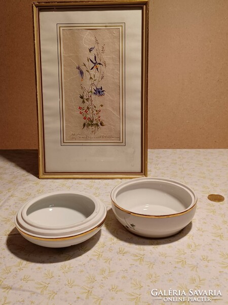 Hand painted porcelain bonbonier marked