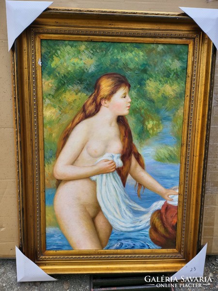 Impressionist oil on canvas painting, female nude