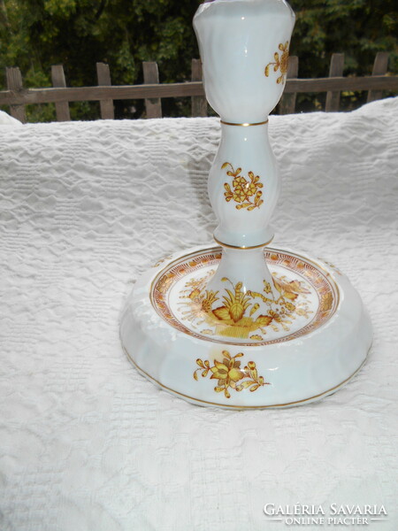 Herend Indian basket patterned porcelain candle holder