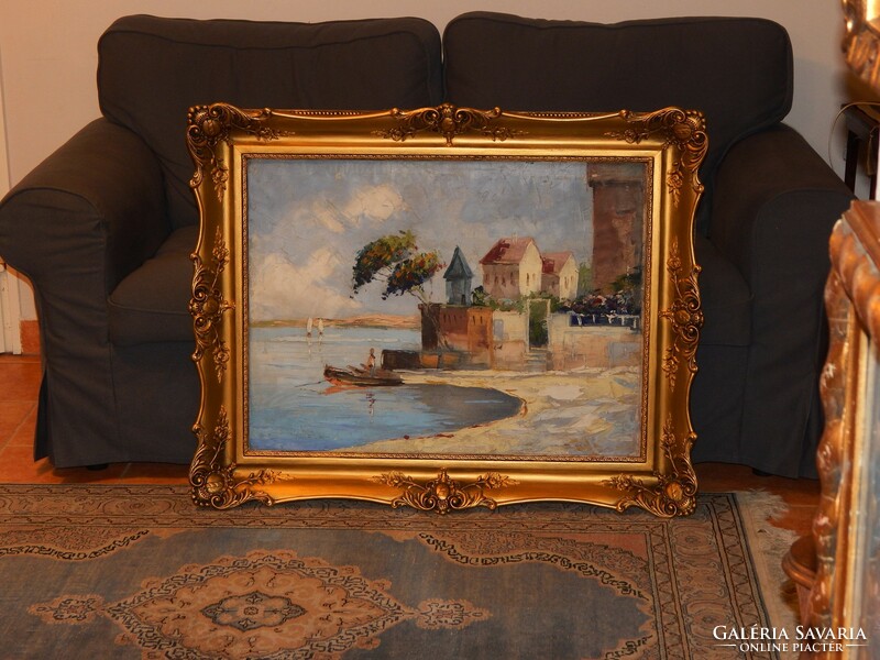 60x80 cm oil canvas painting in an excellent frame, marked lower left