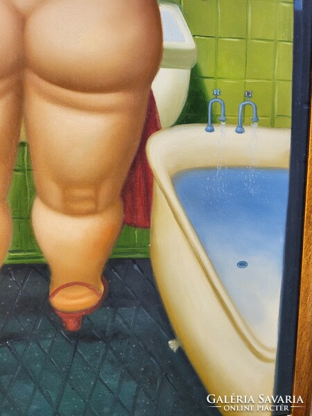 Botero style oil painting