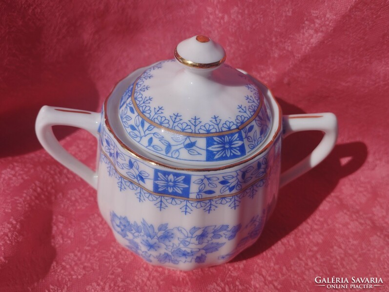 China blau patterned porcelain sugar container with lid