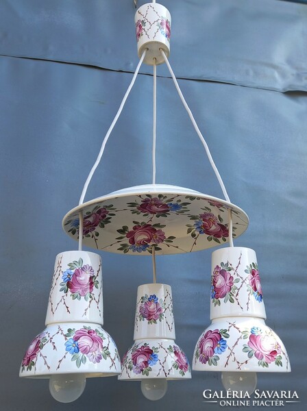 Folk Hungarian porcelain chandelier from 1970