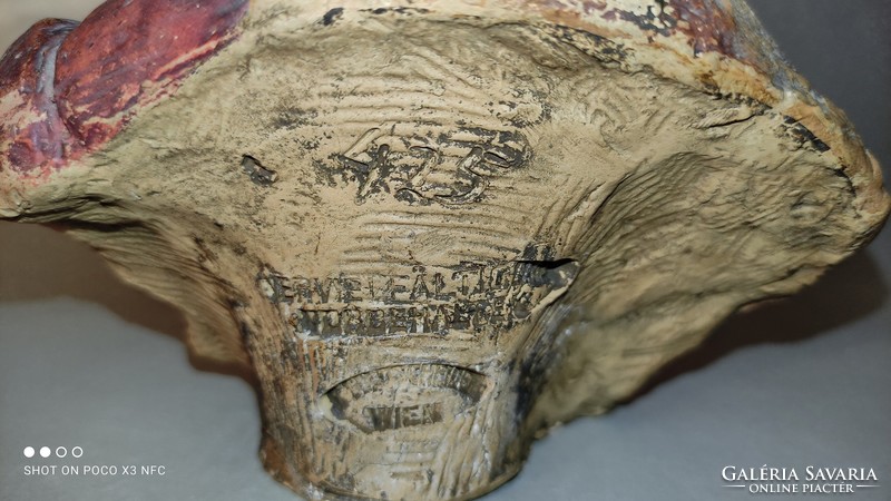 Goldscheider turbános terrakotta kerámia férfi fej jelzett eredeti sérült