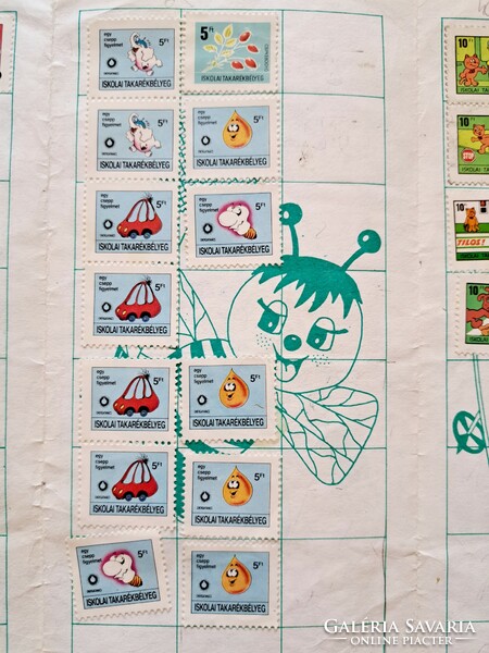 School savings stamp collection album, 80s, retro