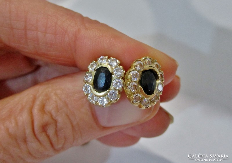 Beautiful old Hungarian gold earrings with real sapphires