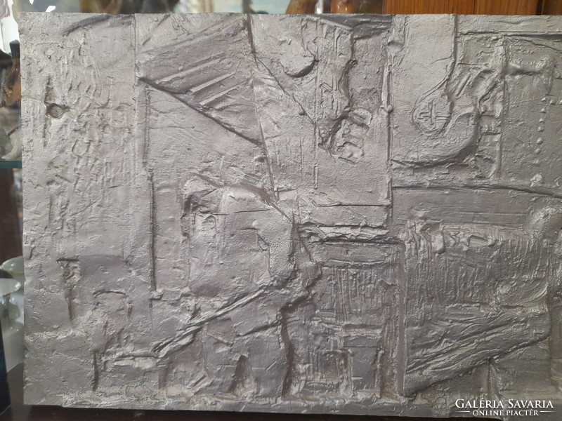 Egyedi Nagyméretű Retro Tömör,Öntött Alumínium,Fém Öntöde Relief,Életkép,Plakett,Kép.74 cm.