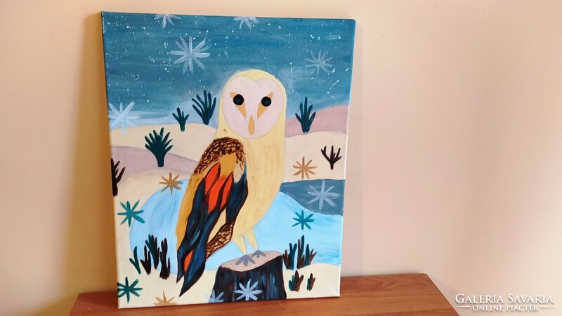 (K) owl painting 40x50 cm