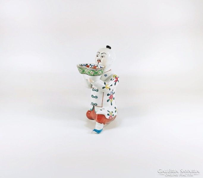 Herend, Chinese mandarin kneeling male figural salt shaker, hand-painted porcelain, flawless! (D001)