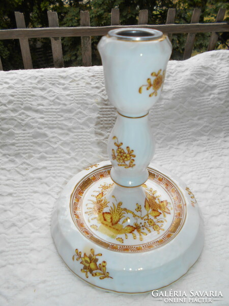 Herend Indian basket patterned porcelain candle holder