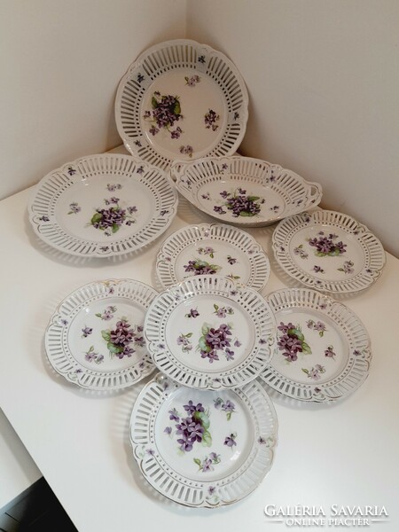 Bavaria schumann violet openwork cake set and serving bowls in one