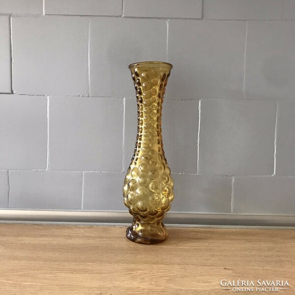 Amber colored bubble vase