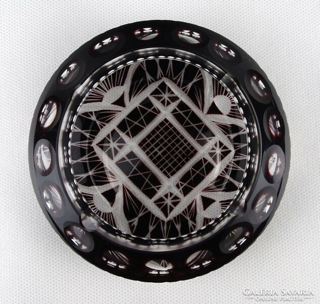 1O552 old burgundy ground glass ashtray