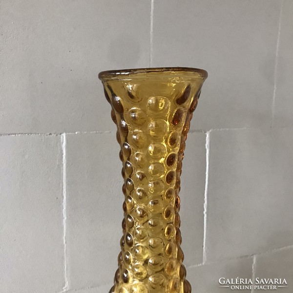 Borostyán színű buborékos váza
