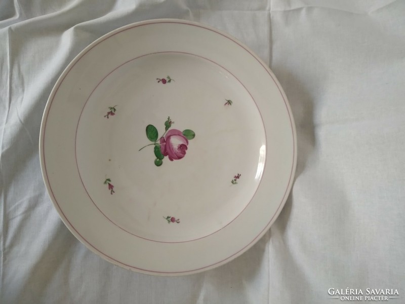 Antik Bécsi Altwien jelzésű porcelán kínáló tányér, kézi festésű, bécsi rózsa mintával