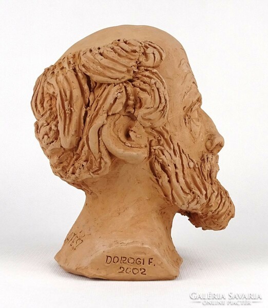 1O495 Dorogi F.: Hippokratész agyag mellszobor 17.5 cm 2002
