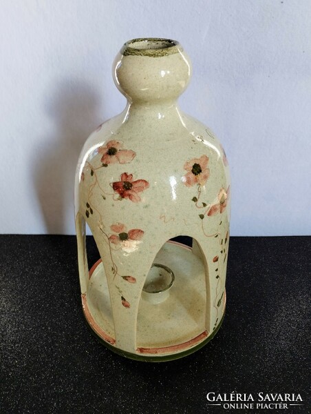 Large hand-painted ceramic candle holder 