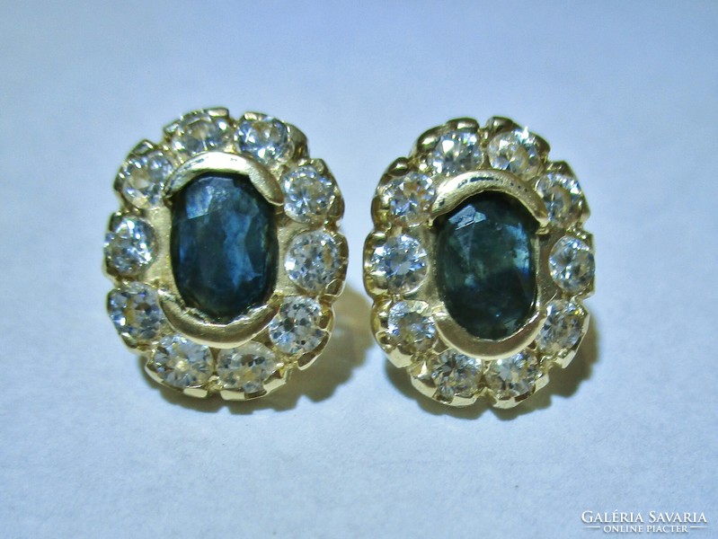 Beautiful old Hungarian gold earrings with real sapphires