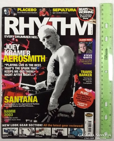 Rhythm magazin 03/7 Aerosmith Santana Travis Baker Placebo Sepultura Steve White