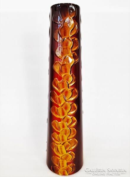 Retro művészi bonyhádi Lampart zománc váza