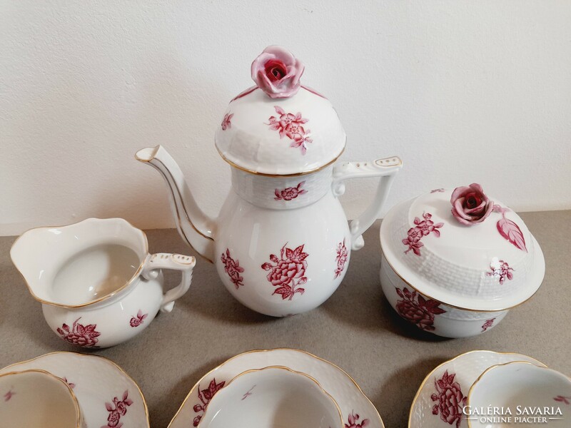 Herendi rózsafogós Eton mintás, pur-pur, lila színű kávés készlet