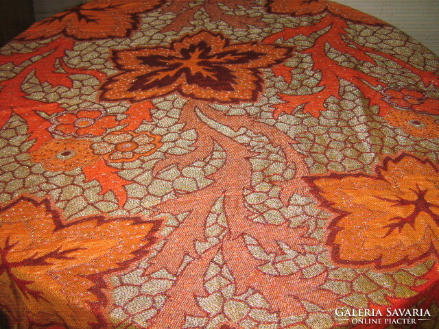 Wonderful fluffy colorful tablecloth with fringed edges