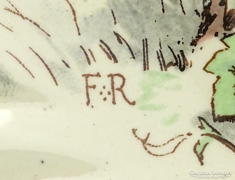 1O547 antique Sarreguemines French faience decorative plate 21 cm