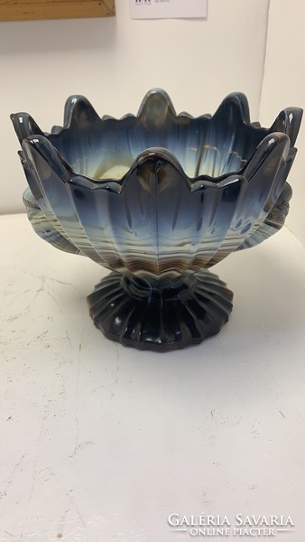 Art deco parrot chalcedony glass serving bowl - 5492