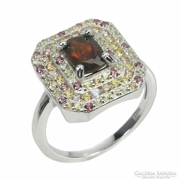 56 Valodi black opal and colored sapphire 925 silver ring