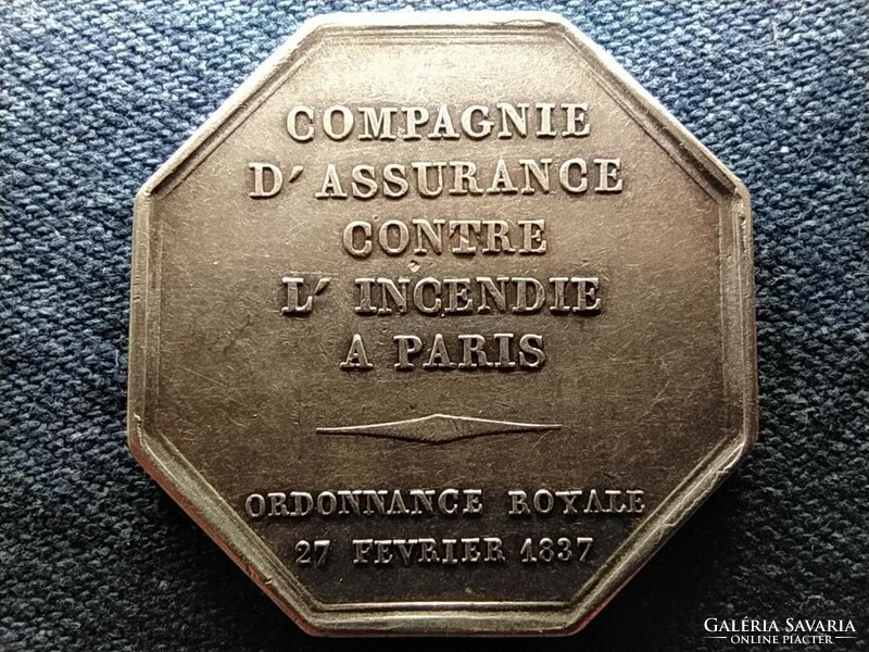 France fire insurance 1837 .900 Silver medal 20g 36mm (id65248)