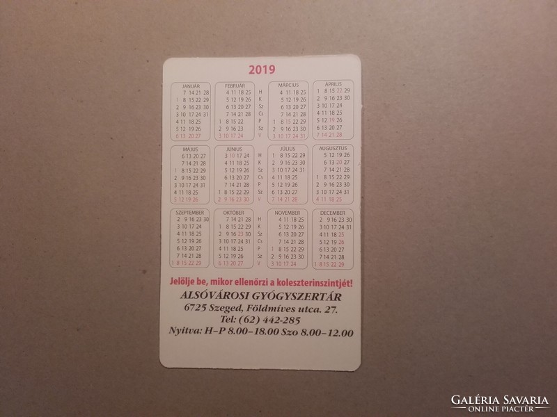 Hungary, card calendar - Szeged, Alsóváros pharmacy 2019