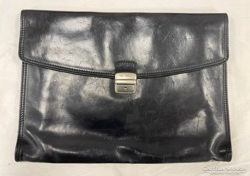 Black Italian leather men's handbag