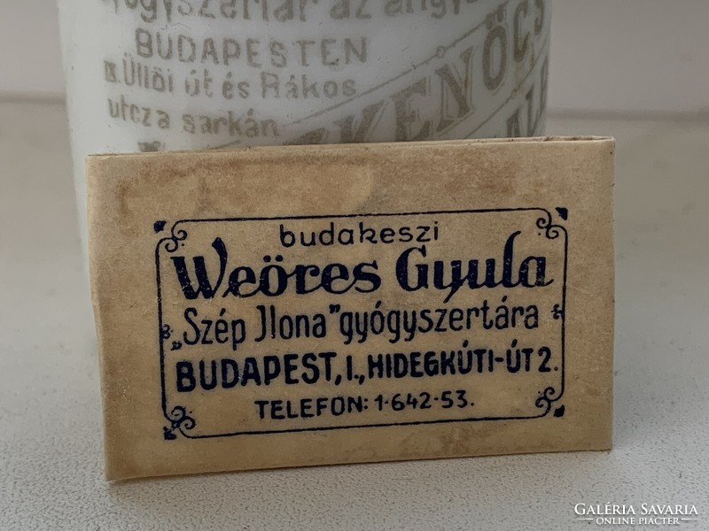 Gyula Weöres szep ilona pharmacy, Budapest Coldkúti Street, unopened small bag of medicine