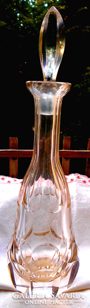 Antique engraved white water bottle, with original engraved cork - heavy craft piece