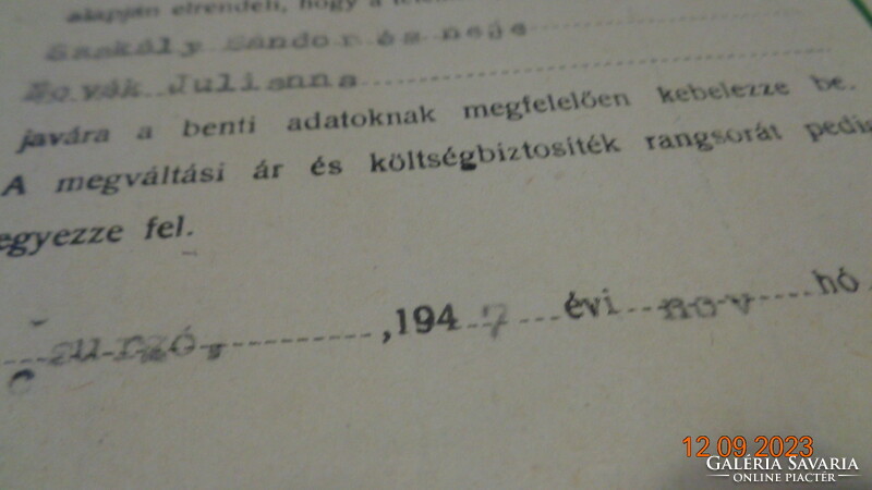 Court order 1947. From year
