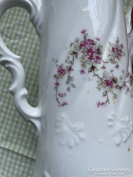 Hand painted beautiful old teapot with flower garlands