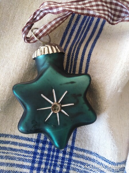 Christmas glass star - country style / ocean blue