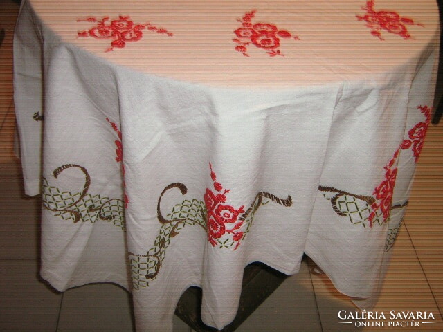 Beautiful antique vintage special hand embroidered tablecloth