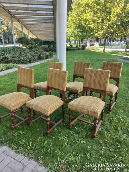 6 tin German-style oak chairs