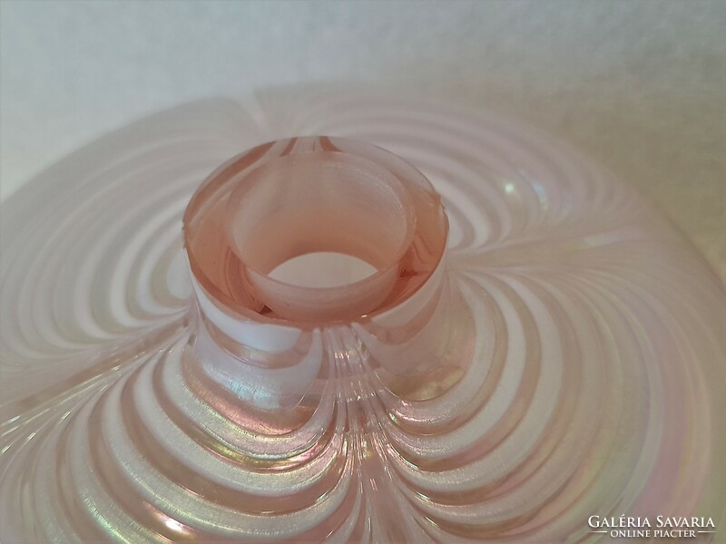 Pink iridescent glass perfume bottle