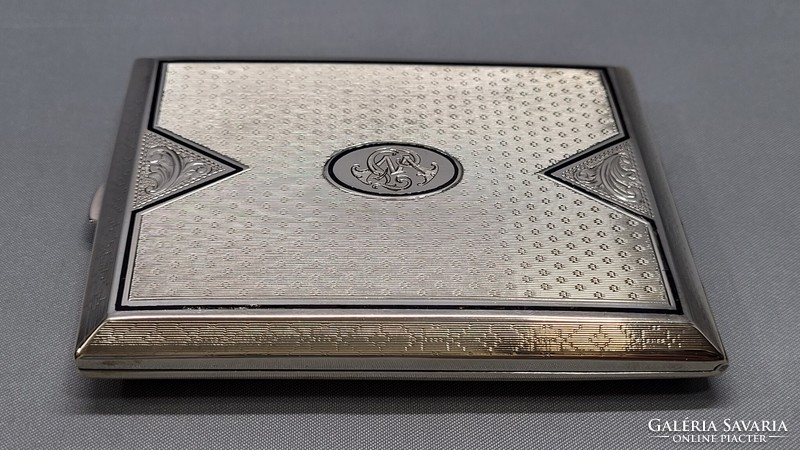 Silver cigarette holder box, cigarette tray