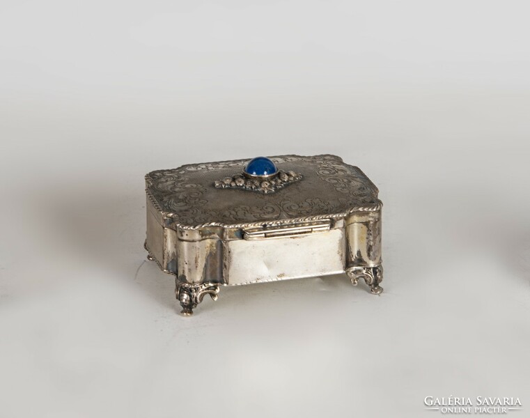 Silver blue stone box - with a chiseled surface