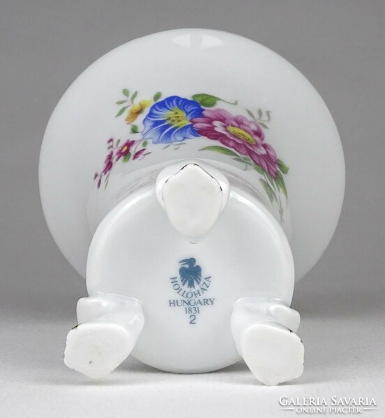 1O639 Hibátlan oroszlánlábas Hollóházi porcelán váza 9.5 cm