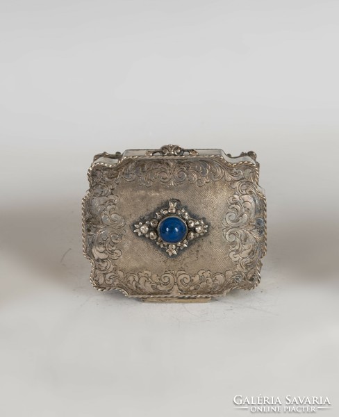 Silver blue stone box - with a chiseled surface