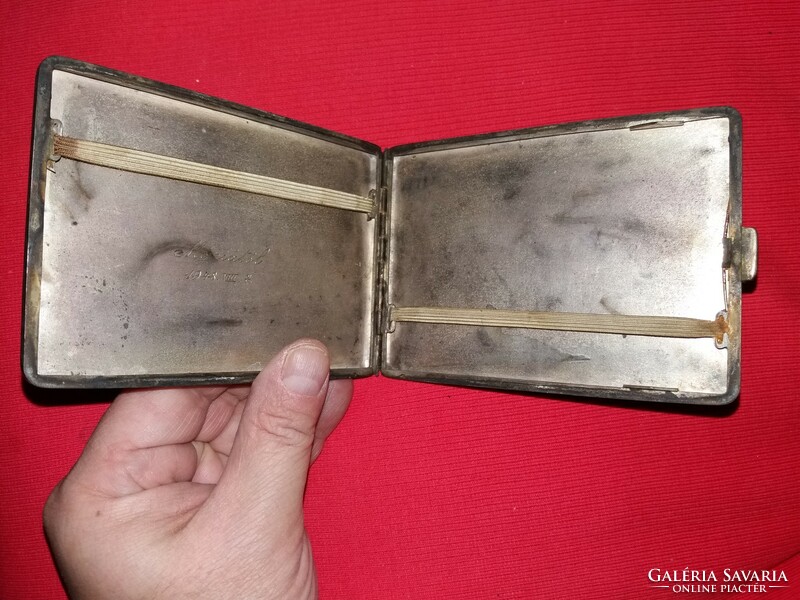 Antik ezüstözött alpakka cigarettatárca 12 x 10 cm a képek szerint