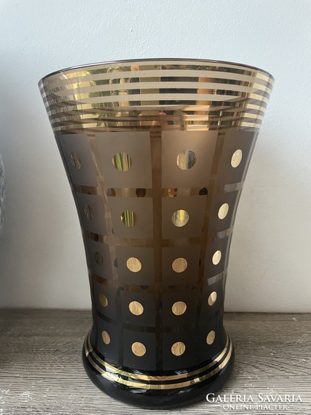 Art Deco large vase, brown with gold specks!