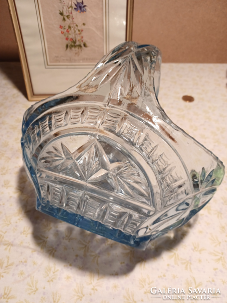 Large pressed glass basket